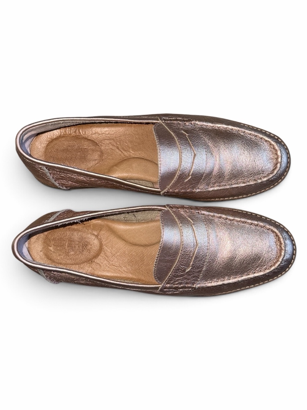 Sperry Women's Size 9.5 Metallic Rose Pink Leather Penny Loafers Coastal Prep
